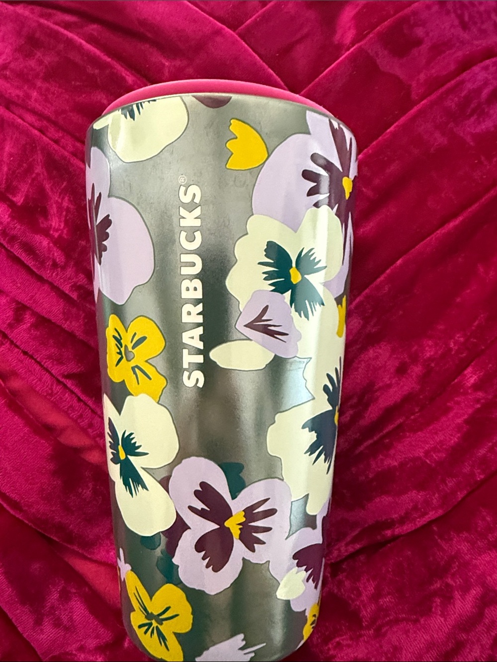 Starbucks Floral Pansies Ceramic Travel Mug